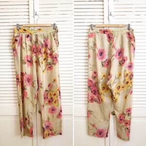 Day Space Night Floral Silk Pants One Size